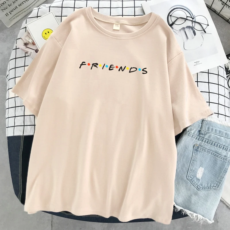 

American sitcom Friends Letter Style Print Tops Women Soft Breathable Tees Fashion Casual T-Shirts Loose O-Neck Female T-Shirt