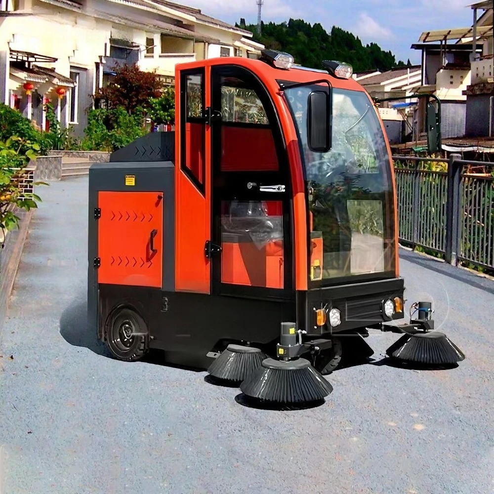 48V Battery Operated Ride-On Street Sweeper New Industrial Electric Floor Cleaner for Outdoor Use