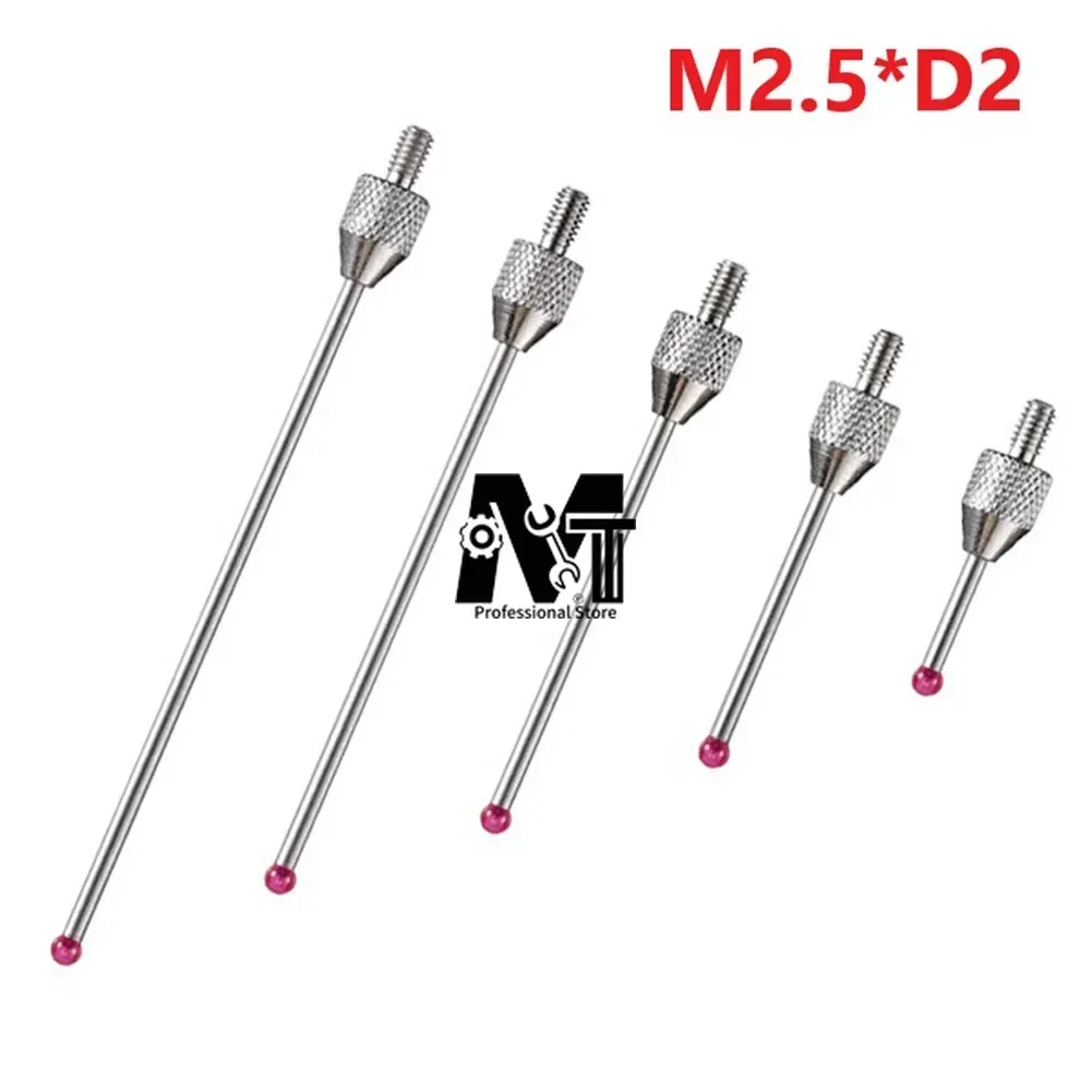 1Pc M2.5 CNC Probe Tip Measuring Head 2mm Stylus Ball Porcelain Shaft 10-50mm Sensor Probe For Machine Accessory