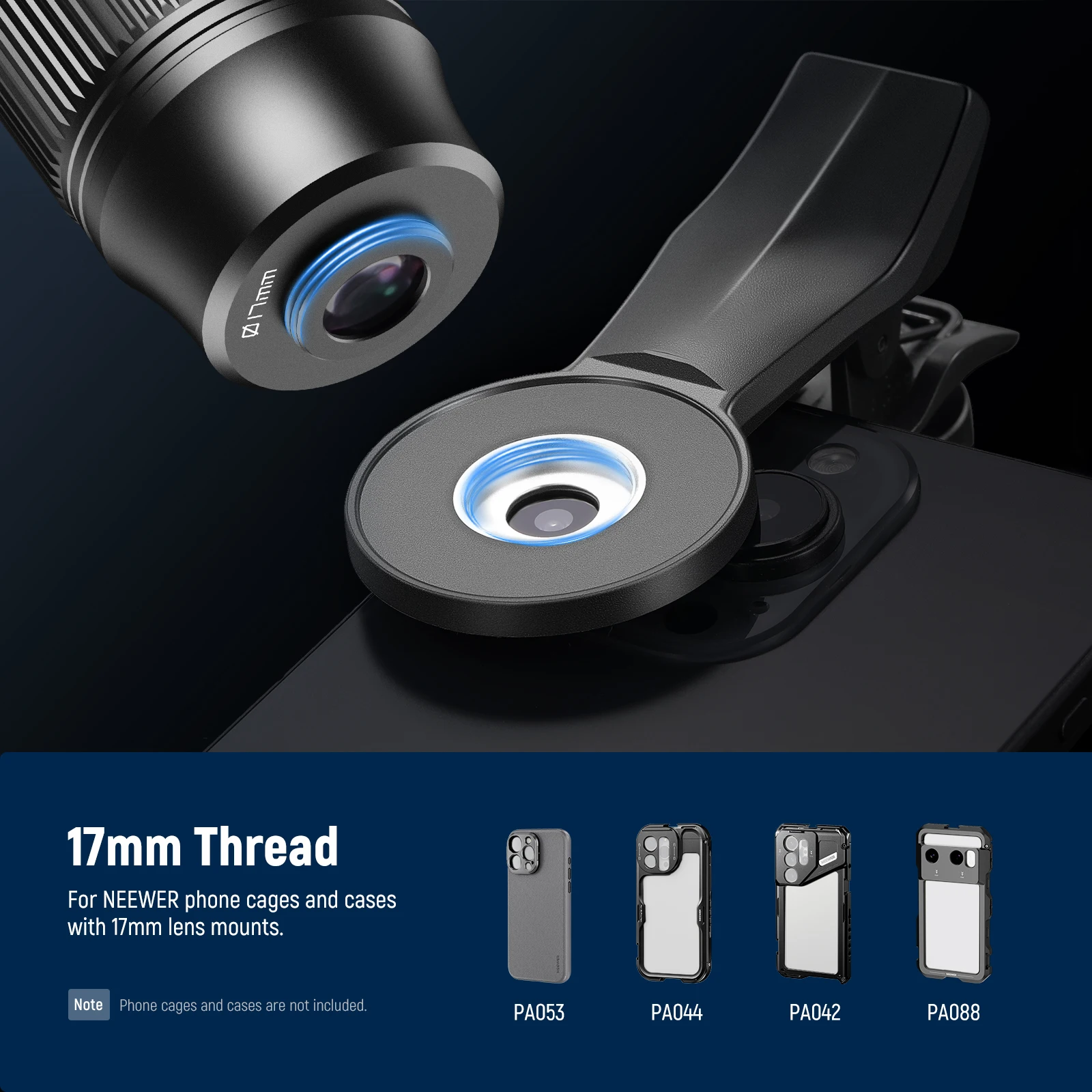 NEEWER 7X Telephoto Lens with Phone Lens Clip Compatible with iPhone Samsung, 15 Elements 12 Groups 7X Magnification Phone Lens