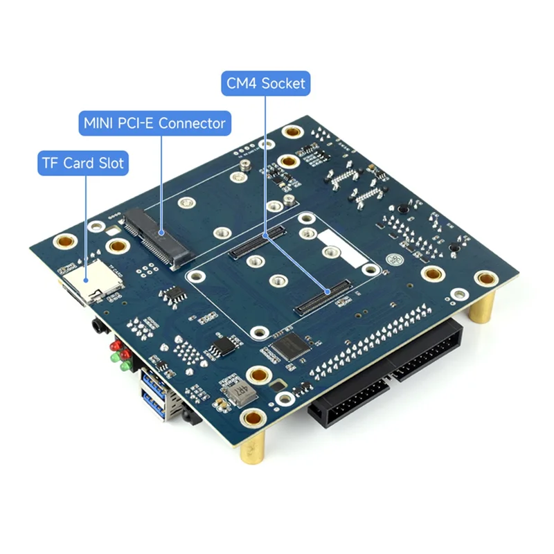 

For Raspberry Pi CM4 NAS Mini Computer Multi-Functional Dual-Channel NVME Slots Supports Nano-Slm Card/4G Module Easy To Use