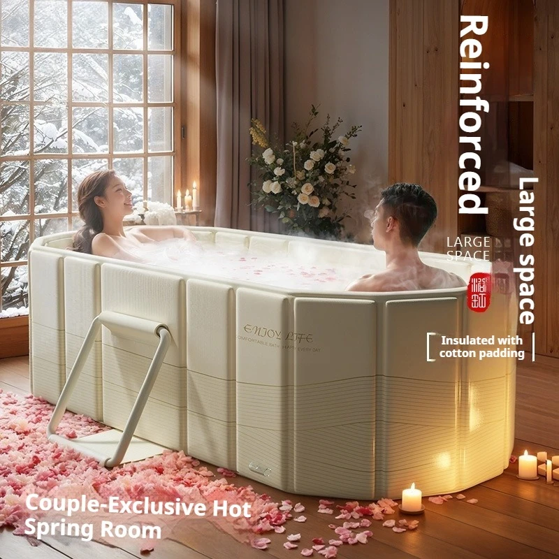 

Portable Collapsible Adult Bathtub Quick Open Thick Insulated Home Soak Tub Easy Setup Space Saving Bath Tub Folding Bathtub