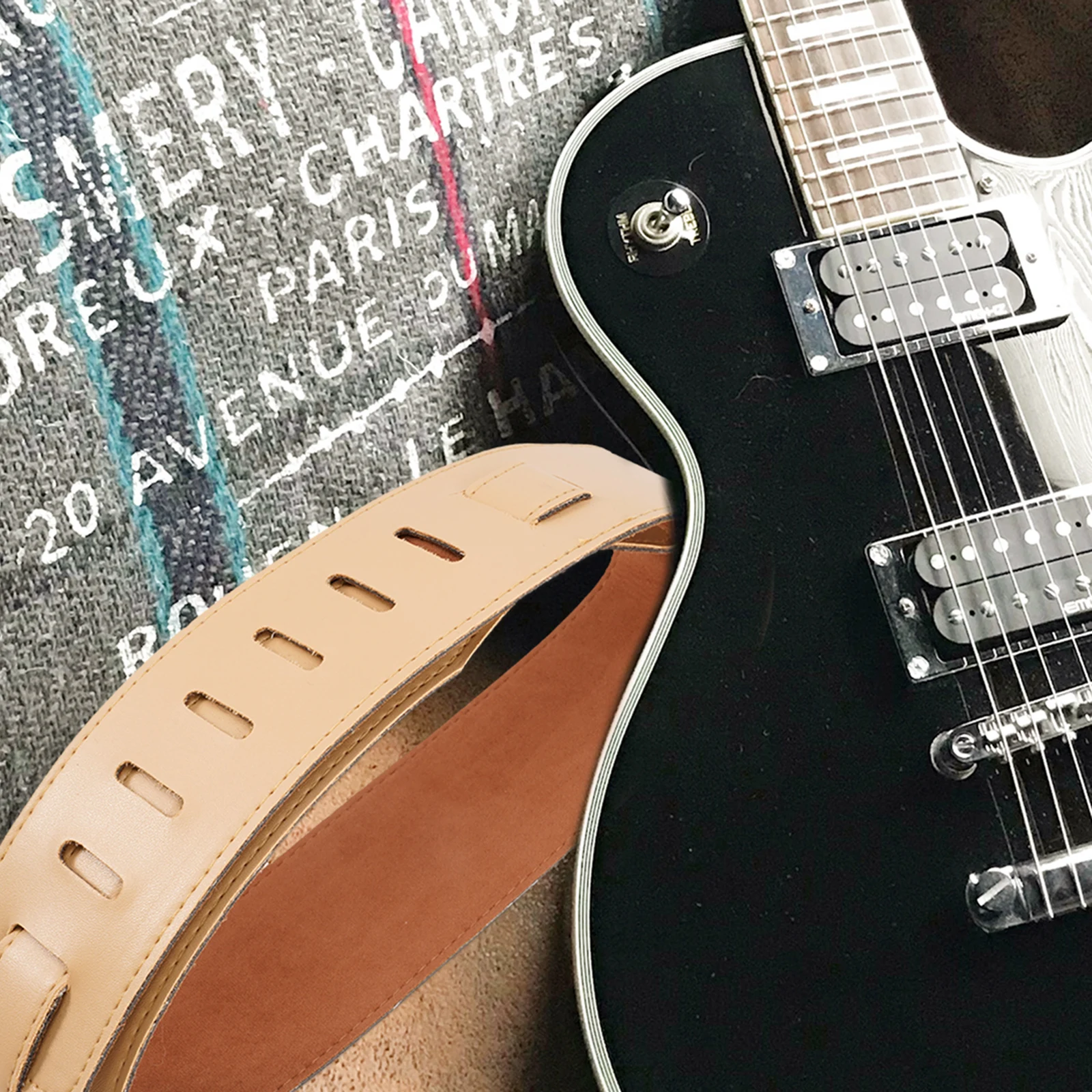 

Guitar Strap Comfortable Electric Straps Men Easy to Clean Extra Long Pu Adjustable Embroidered Installation