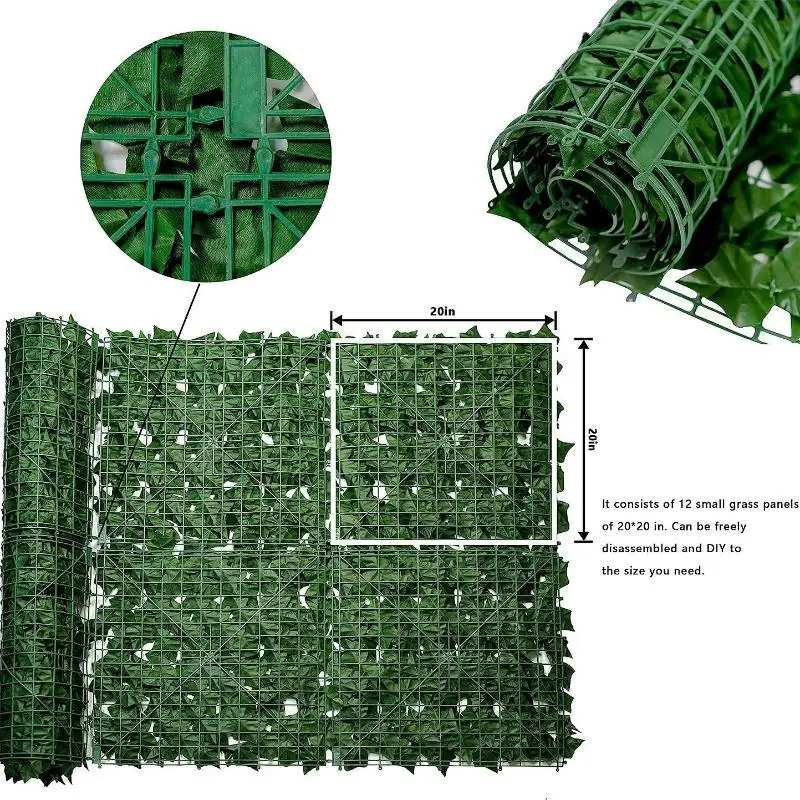 1M/3Meters Artificial Green Leaf Fence Panels Faux Privacy Fence Screen For Home Outdoor Garden Balcony Decoration