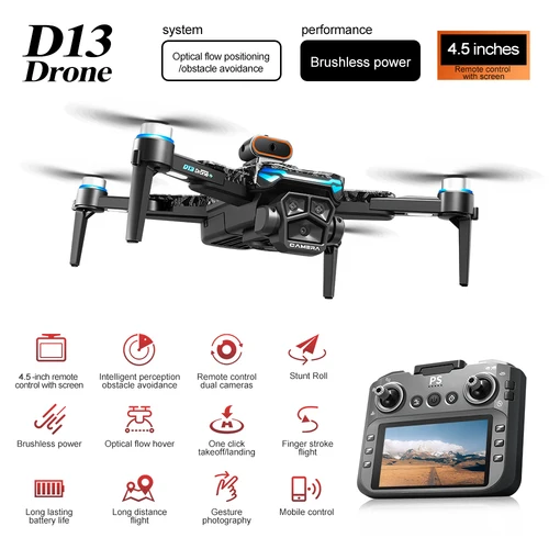 Imagen 2 del producto Nuevo D13 RC Drone 4K profesional HD Triple cámara 5G WIFI FPV Dron 360 °   Juguete cuadricóptero de pantalla grande sin escobillas para evitar obstáculos
