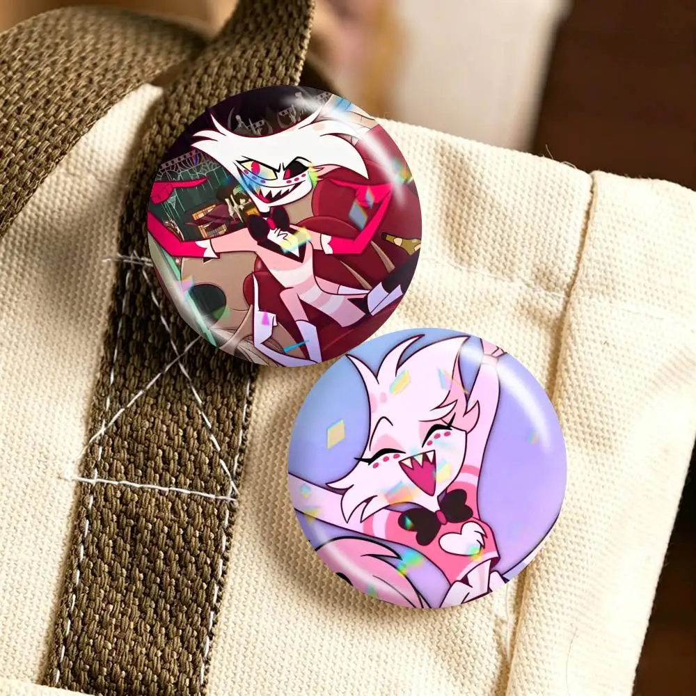 H-Hazbin Hotel Angel Dust  25mm 32mm 44mm 58mm 75mm Brooches Badges Pins for Accessories Gift