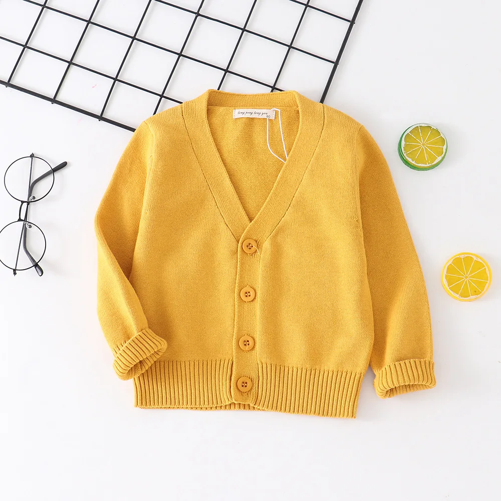 Baby Kids Cardigan Spring New Casual Long Sleeve V-neck Knitted Sweater for Boys 2-9 Years Fashion Versatile Girls Tops Clothes