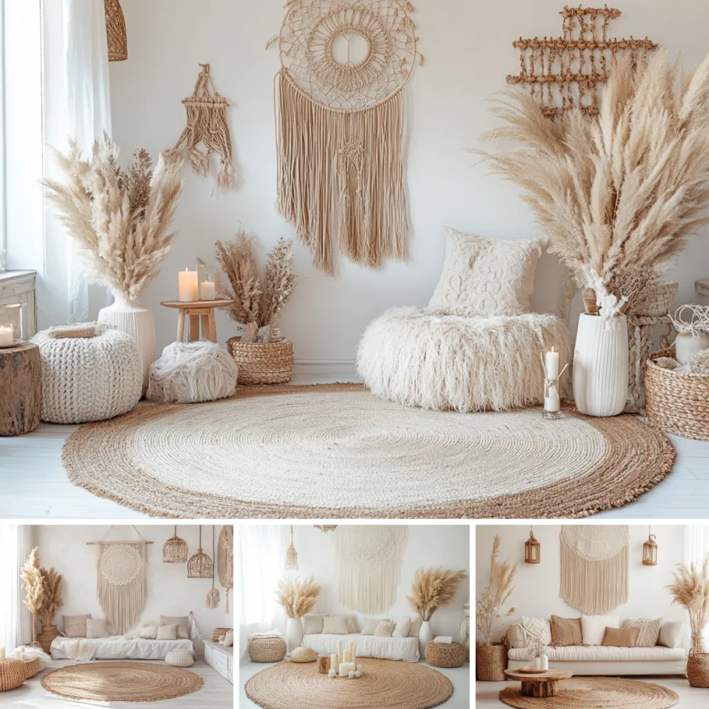 

Photography Background Bohemian style Pillow Lounge Chair Spherical Decoration Kids Family Portrait Backdrop Retro Decor