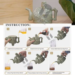Yomehei Ceramics Chinese tricks Handmade Wine Teapot Double Purpose Pot in Layers Coffee Tea Drinking Bullet 11 Main Sales Porcelain Teapot - №9