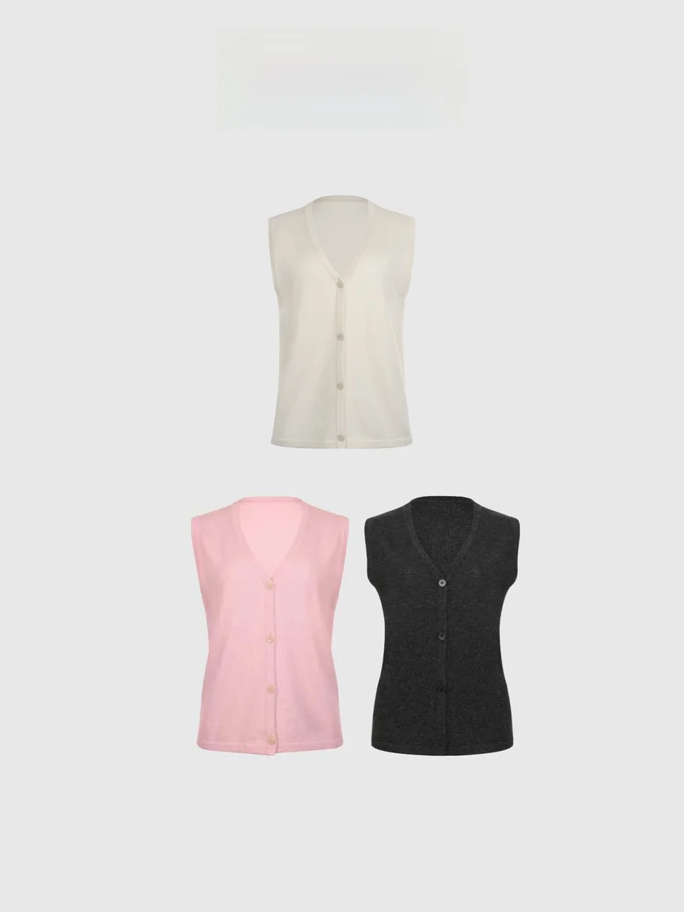 

Backatone Cashmere Knitted Vest Simple Style Women's Inner Wear V-Neck Regular Length Single Button Closure 100% Cashmere