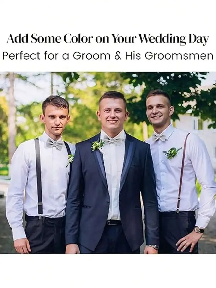 Corbata de Moño Pre-Atada de Satén de Color Sólido para Hombres, para Padrinos de Boda, Eventos Formales