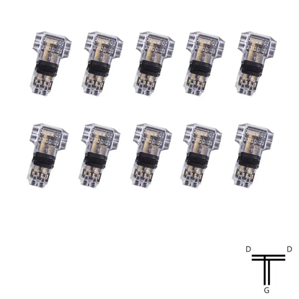10Pcs T Type Low Voltage Wire Connector for 18-22 Awg Cables No Stripping Required Quick Connector Wire Connectors