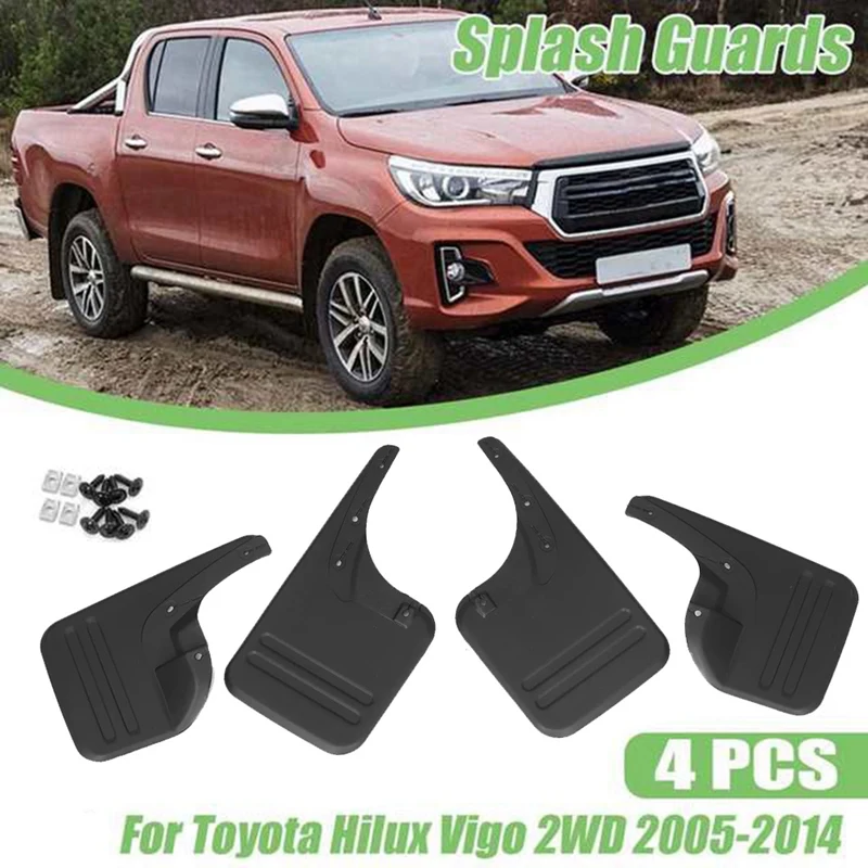 4X Front&Rear Mud Flaps Splash Guards-Fender For Toyota Hilux Vigo 2WD 2005-2014 Direct Bolt Installation Exterior Parts