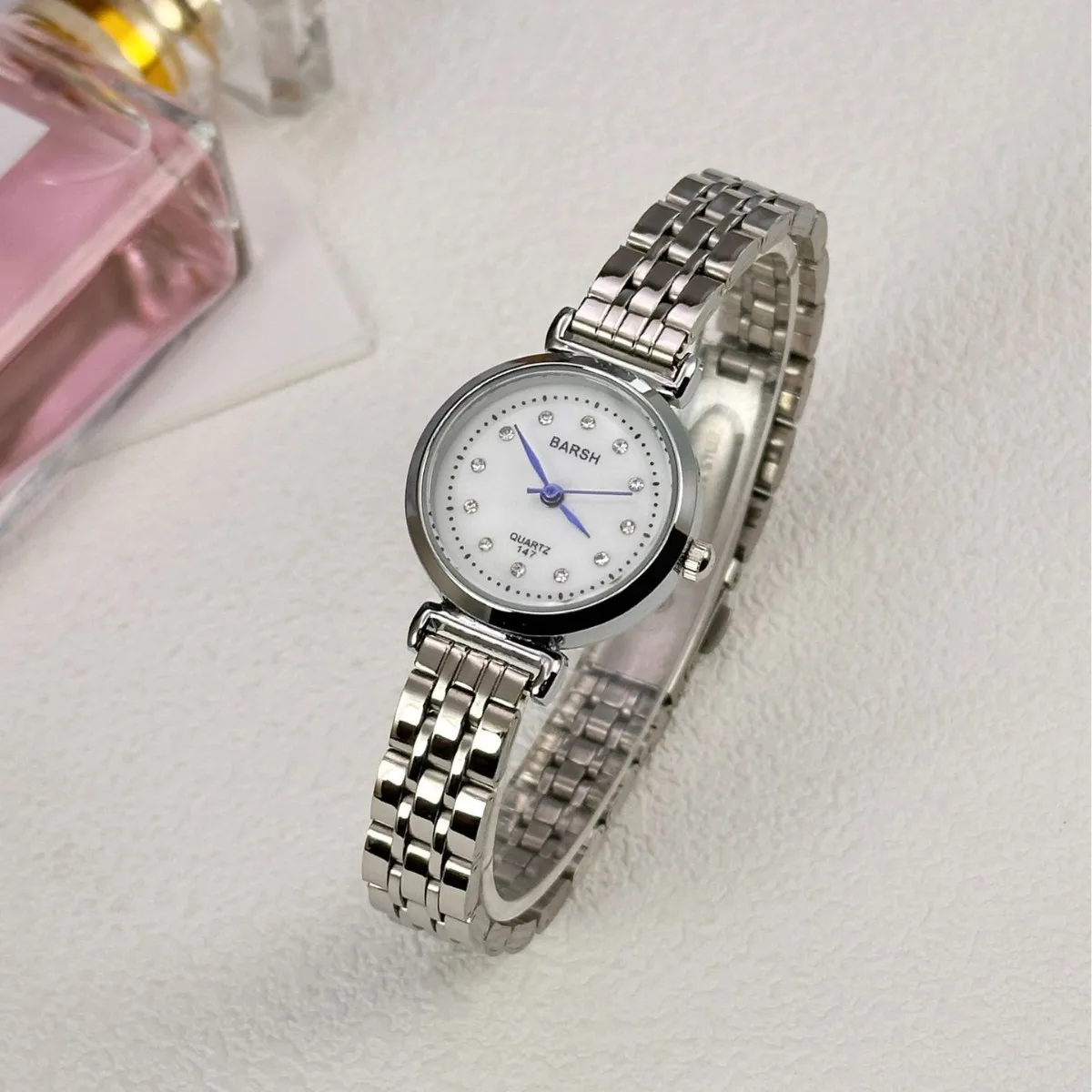 UTHAI Ladies' Watch Diamond Inlaid Steel Strip Small Round Quartz Watch Light Luxury Fashion Women's Watch