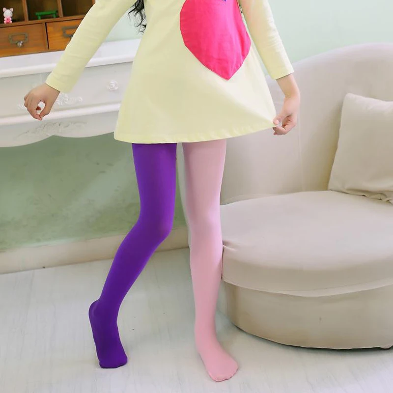 3-12Y Candy Color Mixed Tights for Girls Patchwork Baby Kids Stretch Trouser Skinny Kawaii Pants Dance Tights Pantyhose Stocking