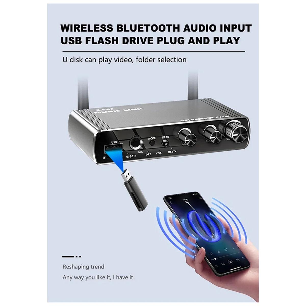 ABJG-Новый LY18 HIFI Bluetooth-приемник без потерь Bluetooth-адаптер на большие расстояния 5.4 Аудио адаптер