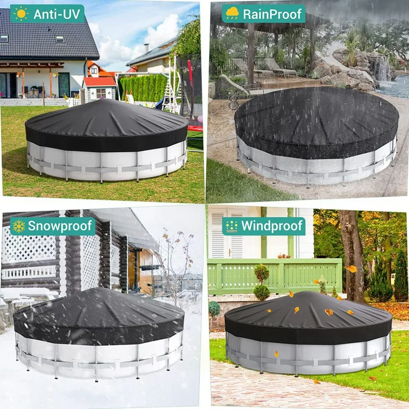 Black Swimming Pool Cover 12 Ft Round Pool Cover For Above Ground Pools, Hot Tub Cover Waterproof And Dustproof