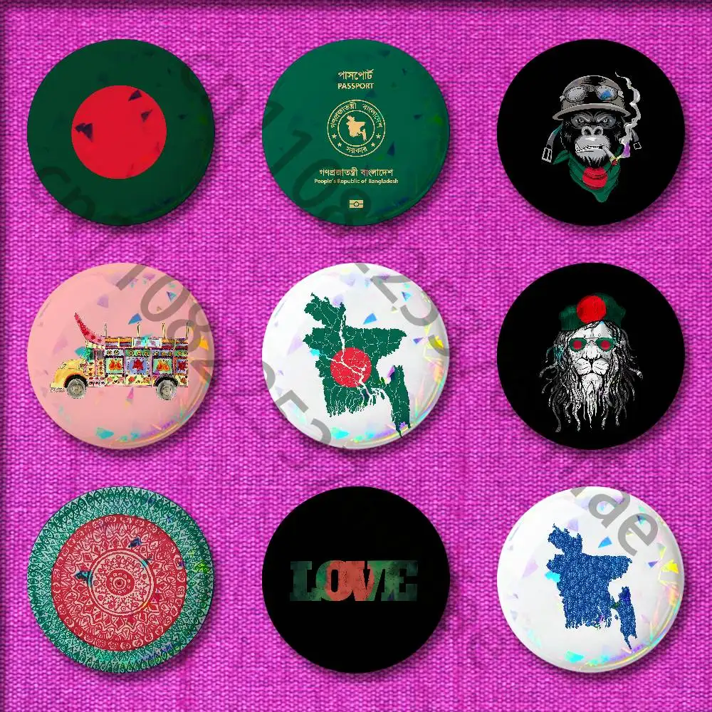 

Bangladesh Bengal Passport Map Flag Badge For 44mm 32mm 58mm 25mm 75mm Round Pin Brooch Insignia Case Collectibles