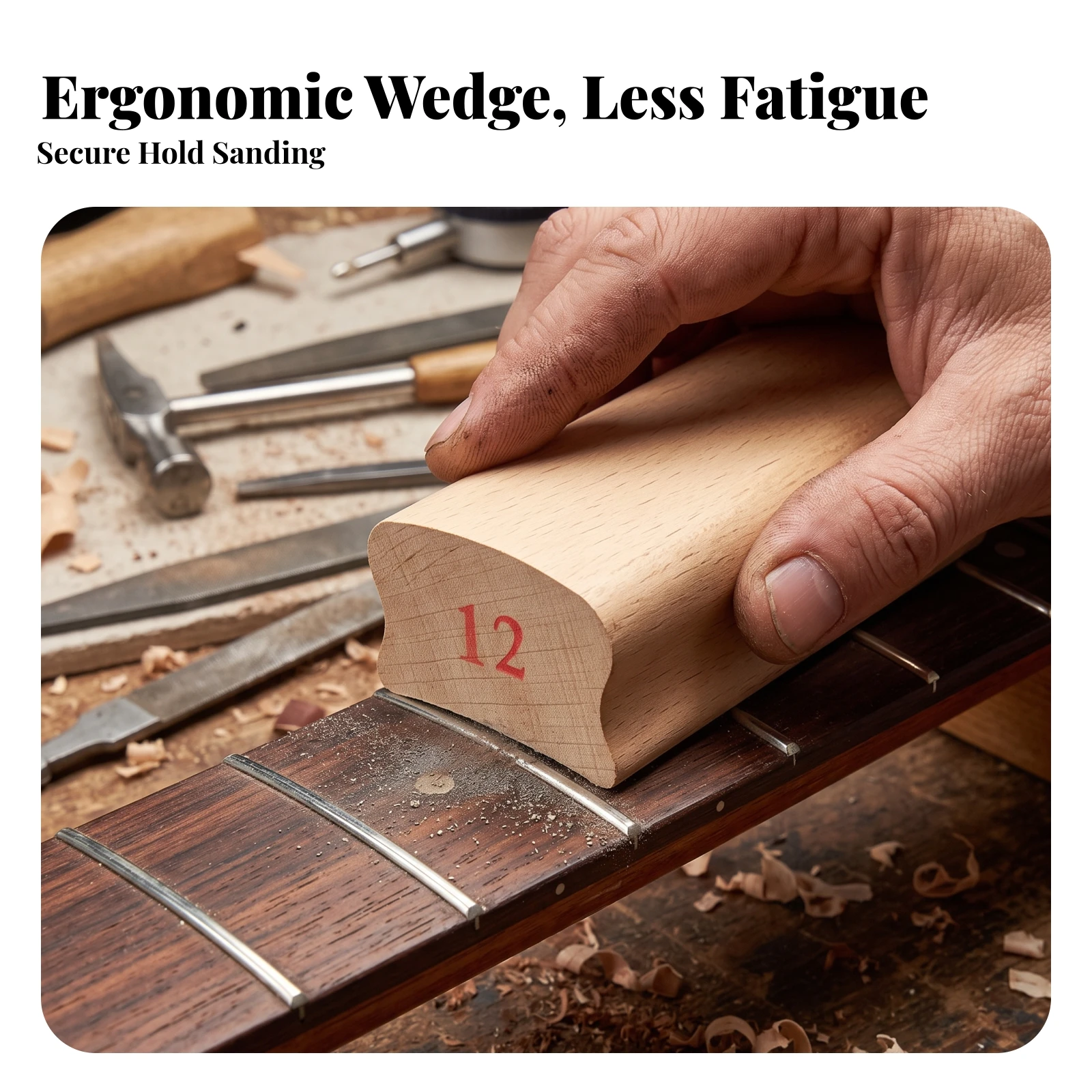 Tool Convenient Fingerboard Radius Sanding Block Fretboard Sanding Block Contoured for Luthiers, Instrument Repair, Workshop