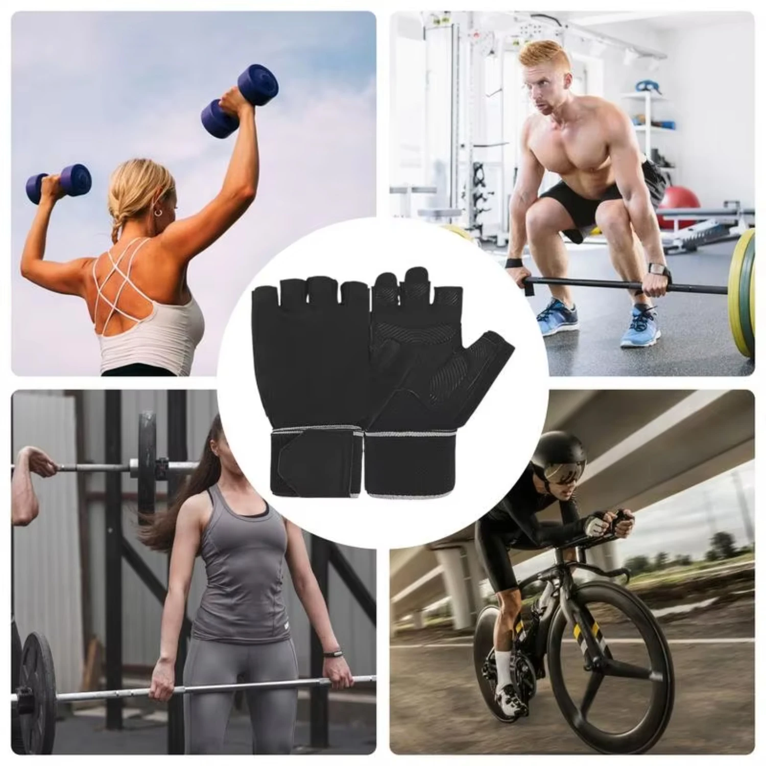 Weightlifting Gloves Adjustable Half-Finger Fitness Gloves Excellent Grip &  Protection  Men And Women  Weightlifting