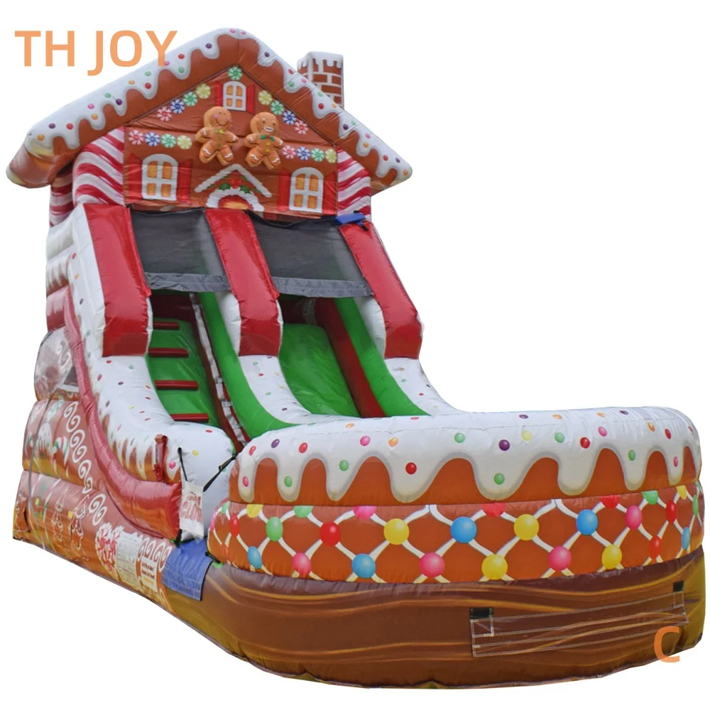 6x3m big Christmas inflatable slide, commercial customized Gingerbread inflatable slide funcity for kids