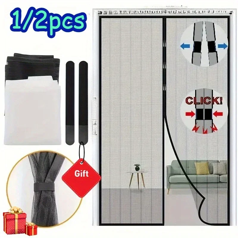 ستارة باب شاشة الحشرات المغناطيسية - شبكة بوليستر ذاتية الإغلاق للبعوض والدليل على الذباب، بدون مثقاب سهل التركيب #3