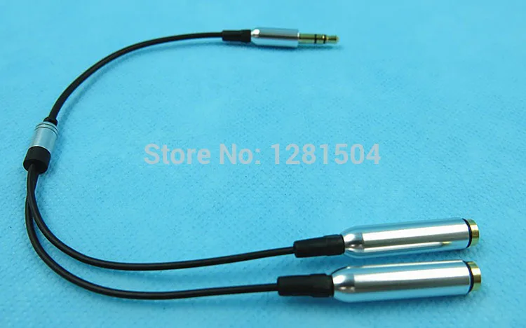 Bán sỉ Nhiều Màu Kim Loại 3.5 mét stereo mini jack 1 Nam để 2 Nữ Splitter Tai Nghe Âm Thanh AUX Cable DHL/ fedex 100 cái/lốc