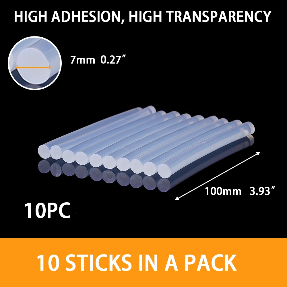 10pcs 7x100mm Transparent Hot Melt Glue Sticks For Electric Glue Gun Craft Album Repair Tool Alloy Tool Accessories