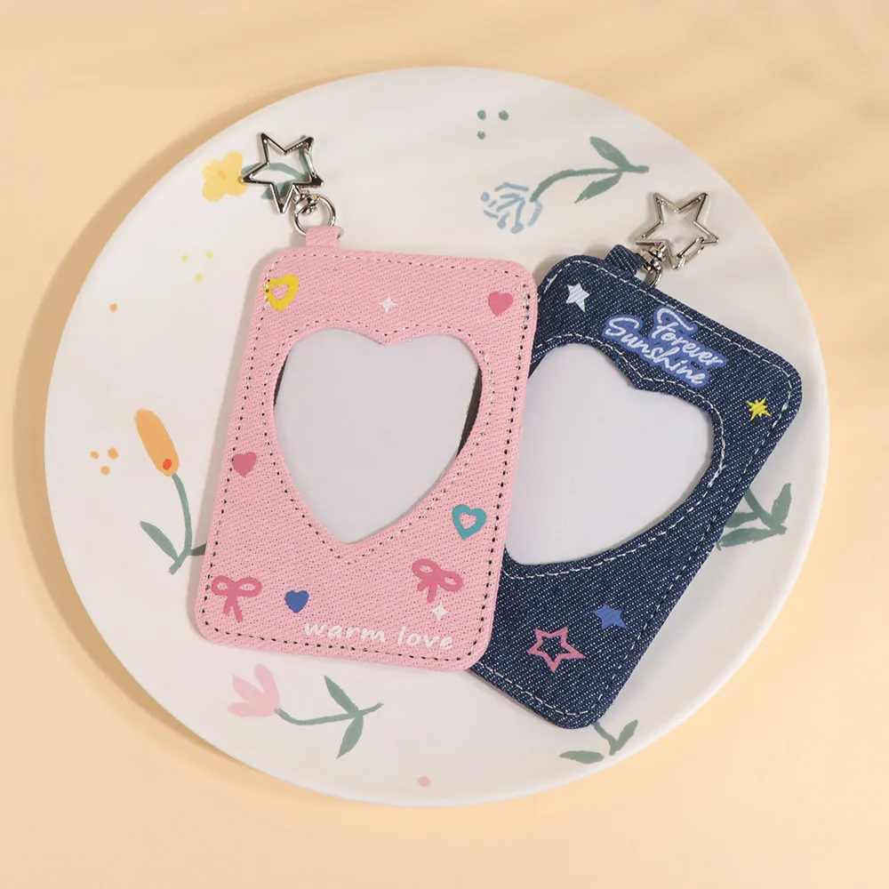 Kawaii Y2k Denim Star Card Holder Backpack Hanging Card Case Card Storage Bag Cards Protector Keychain ID Card Holders Ladies
