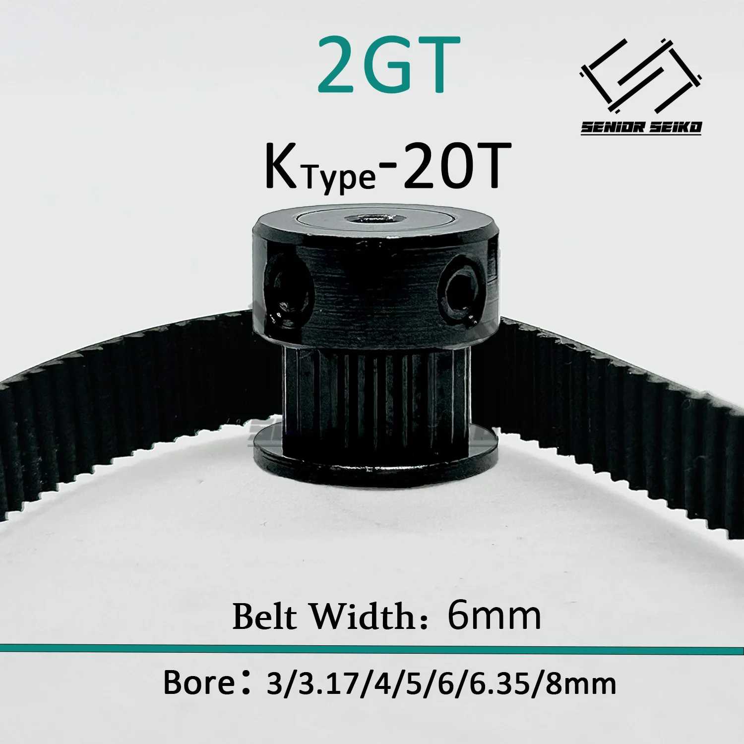 2GT Kit 80Teeth 20T GT2 20Teeth 80T Timing Belt Pulley Set Belt Width 6mm Bore 3~8mm Black 4:1 Wheel Synchronous Pulley Belt Kit