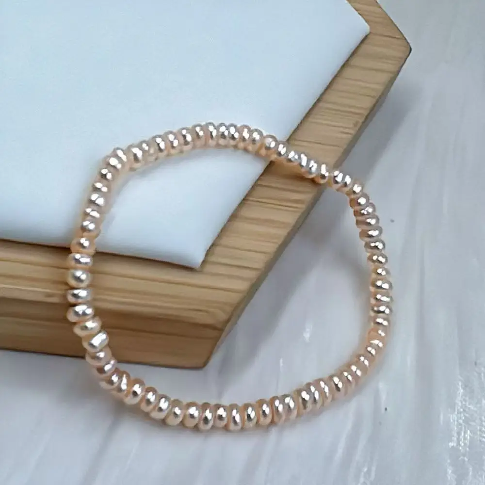 4-5mm High Quality Pink Natural Freshwater Pearl Bracelet Women Girl Jewelry Classic Elastic Bracelet