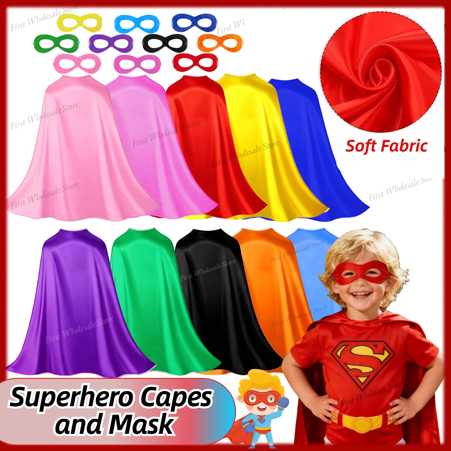 Capes de super-héros pour enfants, 6-60 pièces, cadeaux d'anniversaire, cadeaux de fête de noël, masque de super-héros, Costume de Cosplay araignée, accessoires Photo en vrac