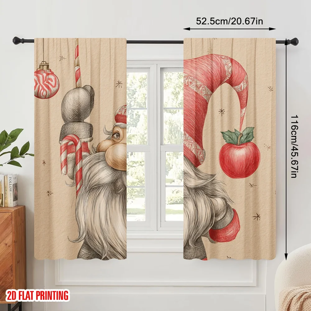 2pcs,2D plane printing Contemporary Curtains Cute Santa Claus3 Versatile Durable Polyester (without rod) Home Decor Perfect for