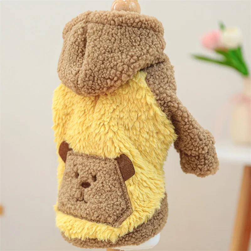 Dog Plush Hoodie for Small Medium Girl Boy Dogs Puppy Bear Embroidery Clothes Pet Winter Outfits