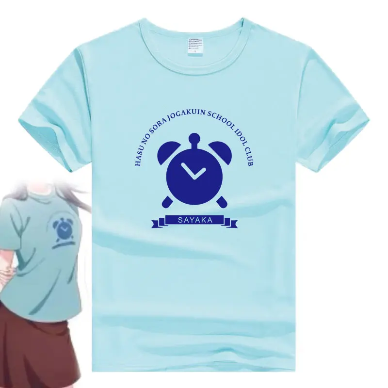 New Love Cosplay t-shirt live Hasu No Sora Jogakuin School Hinoshita Kaho T-shirt Otomune Kozue candy color short Sleeve Tops