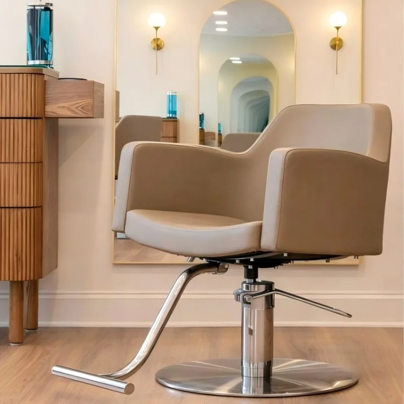Hairdressing Equipment Barbershop Brown Leather Salon Chair Styling Furniture Barber Chairs for Hair Stylist Beauty