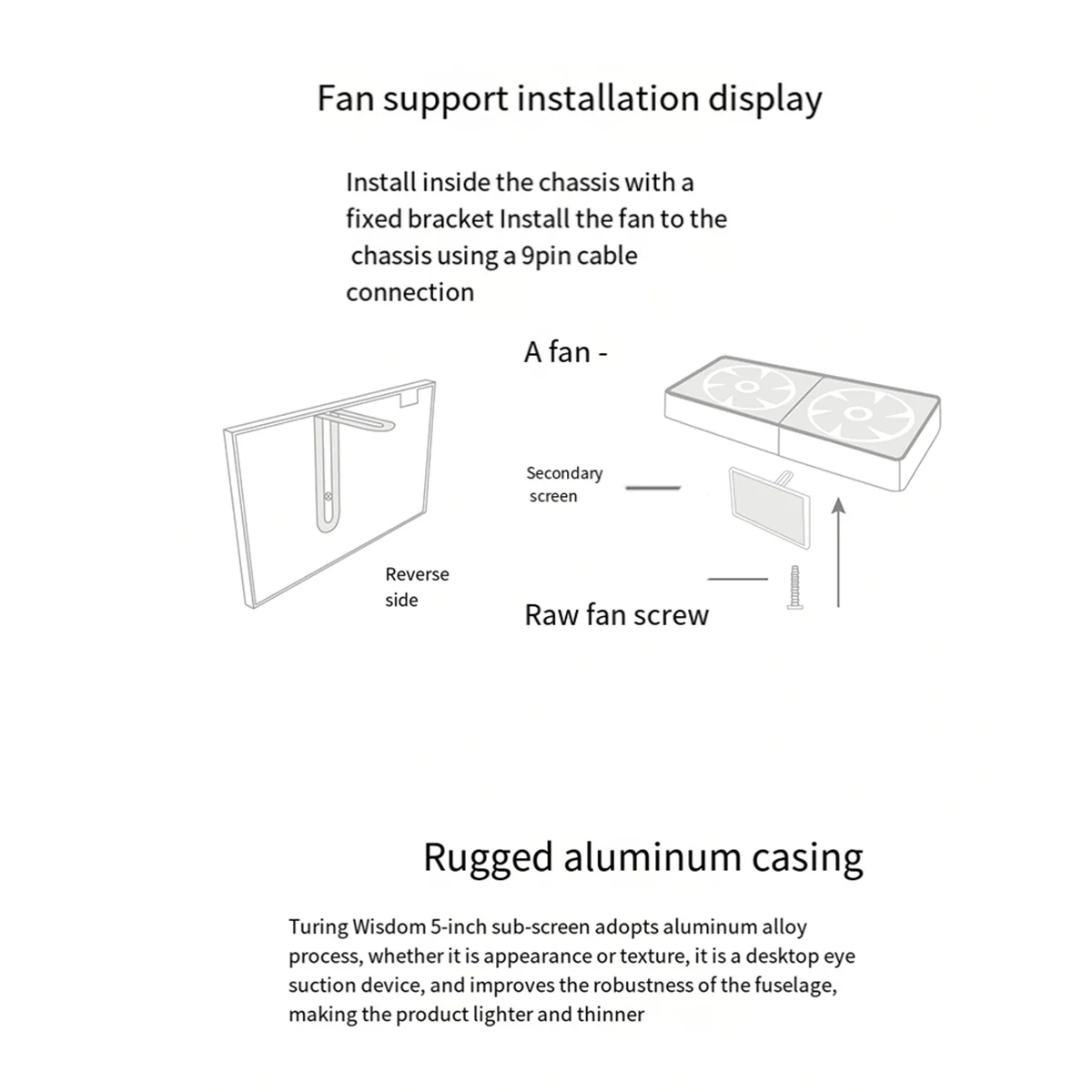 5 Inch IPS Computer Secondary Screen Computer LCD Monitor Display USB Dynamic Display Sub-Screen for Computer Laptop B