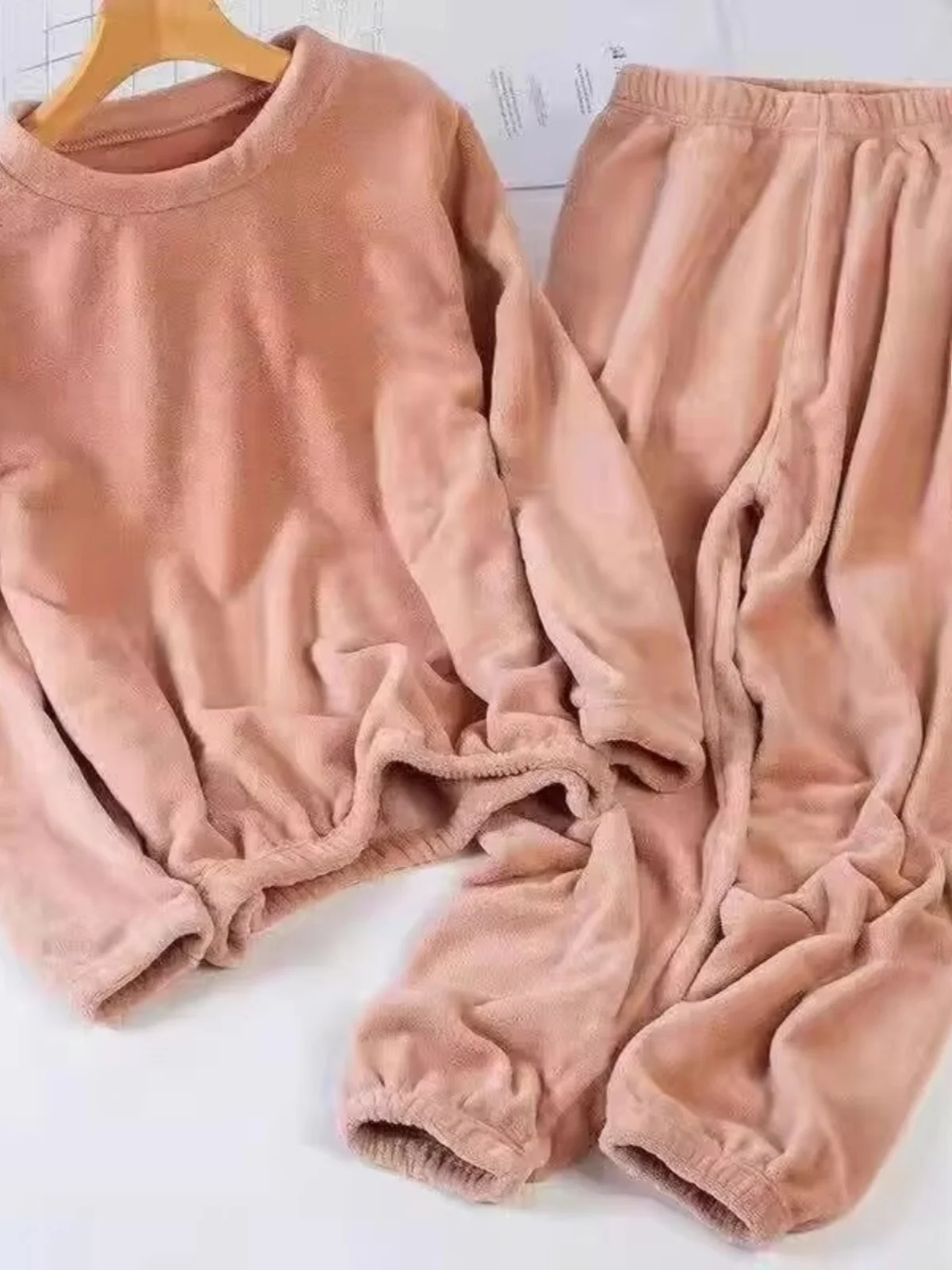 カップルの暖かいコーラル Fce パジャマセット女性のプラスサイズのホーム服カジュアル Thiened ハーランパンツハイウエスト 9 ポイント