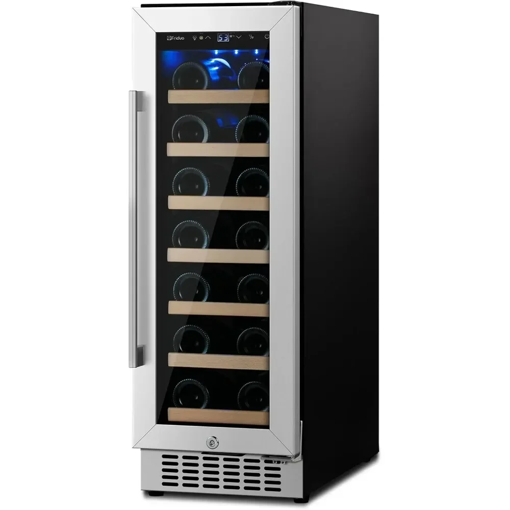 Wine Fridge with Tempered Glass Door, Built-in or Freestanding, Low Noice Compressor, Wine Cooler