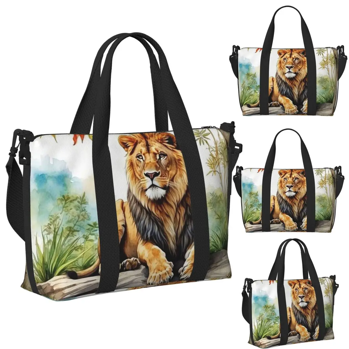 

Пляжная дорожная сумка «Лев в лесу», большая вместительная сумка-тоут для спортзала, спортивная женская дорожная сумка для покупок, дорожная сумка на плечо