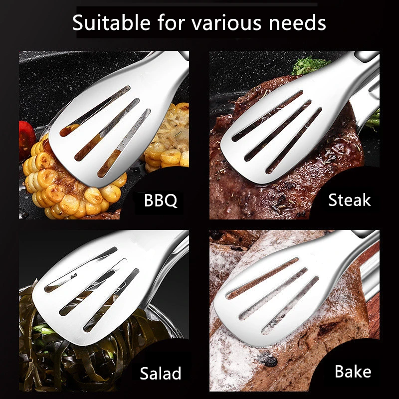 Edelstahl Lebensmittel Zange Grill Zange Fleisch Salat Steak Lebensmittel Servieren Clip Pinzette Lange BBQ Kochen Zange Küche Utensilien – Detail 7