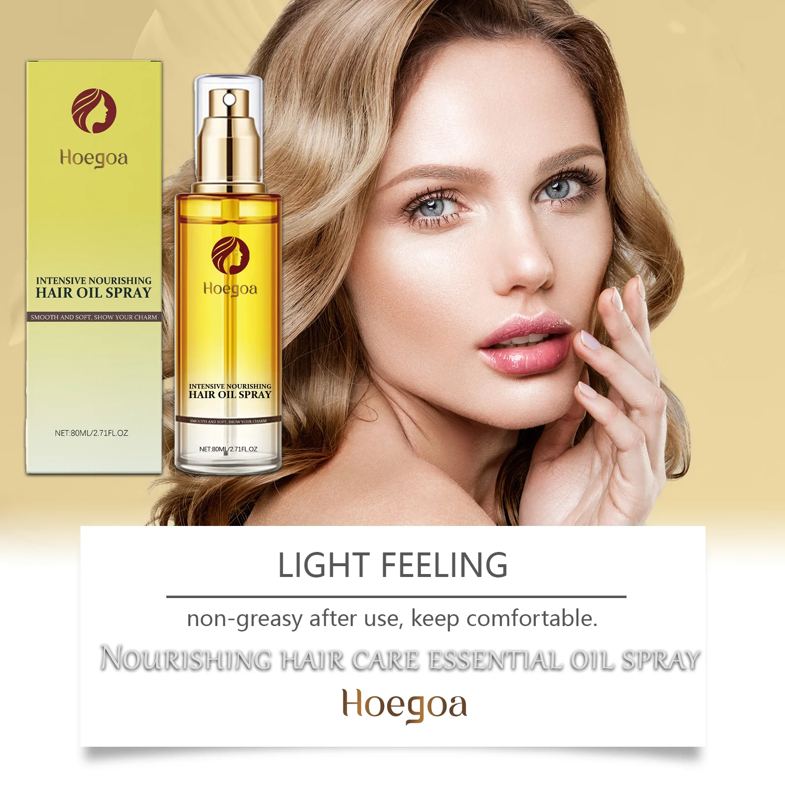 Hoegoa 80ml Nourishing Hair Care Essential Oil Spray Soften and Nourish Hair, Moisturize, Improve Dry Scalping Dyeing Care Spray