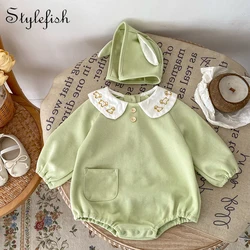 New Baby Girl Spring and Autumn Clothing New Baby Cute Solid Color jumpsuit Female Baby Triangle jumpsuit Long sleeved