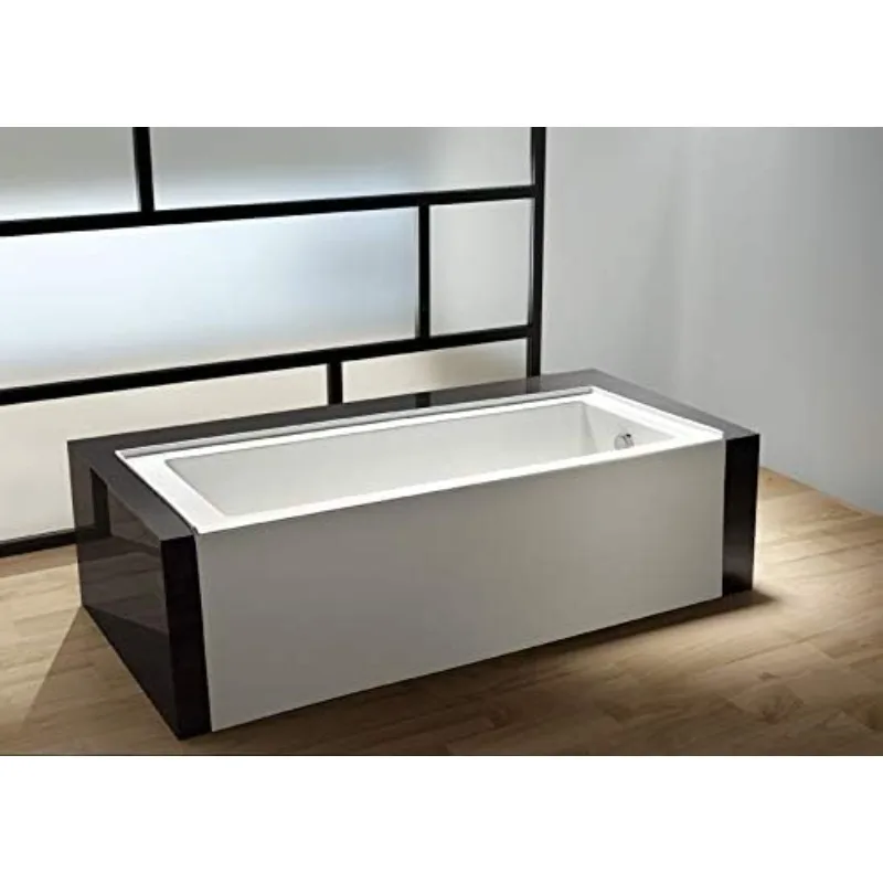 2025  BRASS VTDE603122R 60-Inch Contemporary Alcove Acrylic Bathtub with Right Hand Drain and Overflow Holes, White