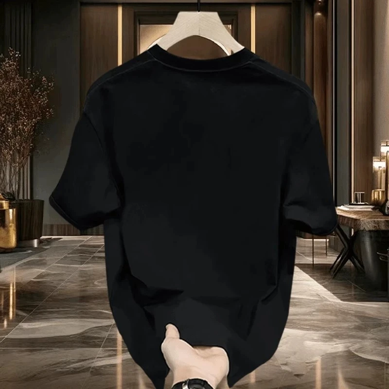 Men's Cotton T-shirts Black 5XL T Shirt for Men Casual Summer Wear Letter Horse Fashion Tee Shirts White Men Clothing