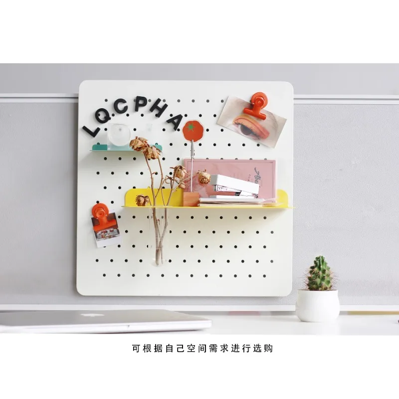 Hole board desk screen rack metal baffle nail-free storage lattice decoration creative desktop nail-free view 3