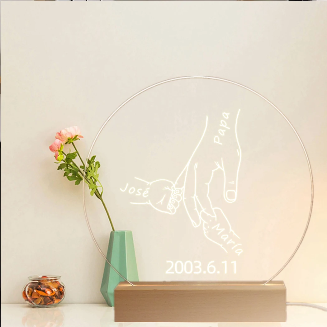 

Customized Color Changing Bedside Lamp Personalized Family Love Engraving 3D Decorative LED Lamp Lover Gift