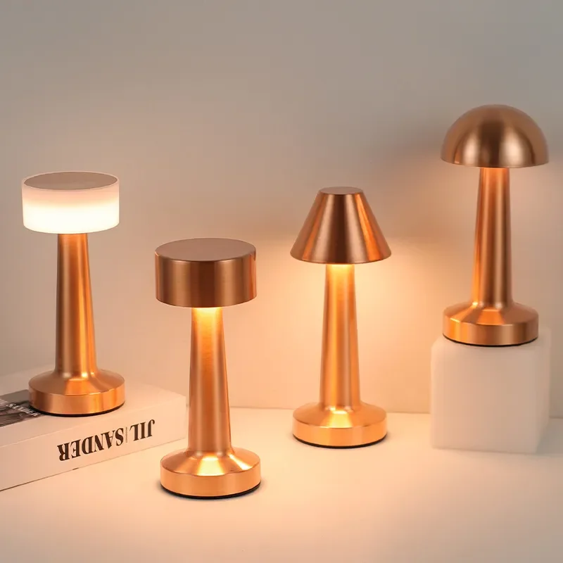 2  Pieces Nordic Light Luxury Metal Desk Lamp Touch Control Retro Dumbbell Shape Creative Bedside Reading Light for Bedroom