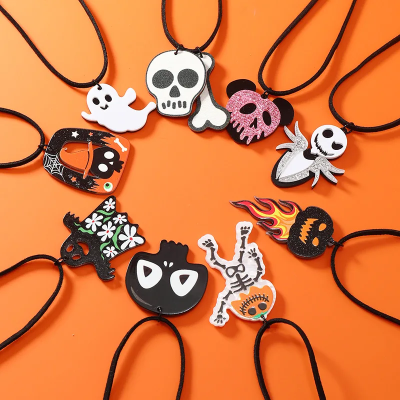 Europe and America Multiple Options To Choose From Ghost, Skull Necklace UNISEX Halloween Hip-hop Party Jewelry Removed