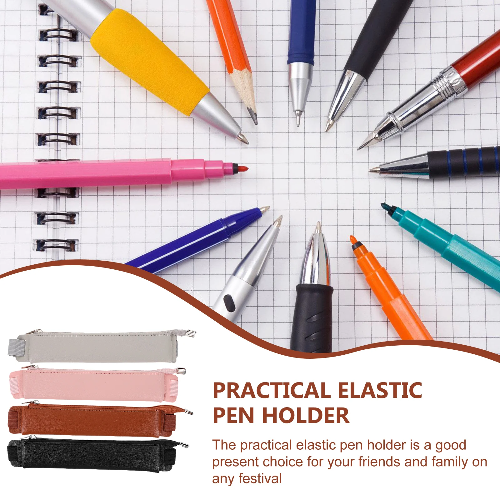 

4 Pcs Pencil Holder Case Elastic Journal Blank Pouch with Band Storage for Sleeve